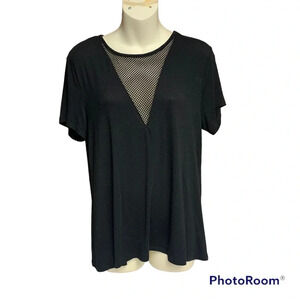Express one eleven black top size small deep mesh v front and back